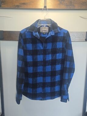 Brooklyn Cloth Blue and Black Plaid Button-Down Shirt